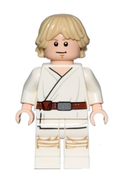 sw0778: Luke Skywalker (Tatooine, White Legs, Stern / Smile Face Print) - Bricks and Minifigs Sioux Falls